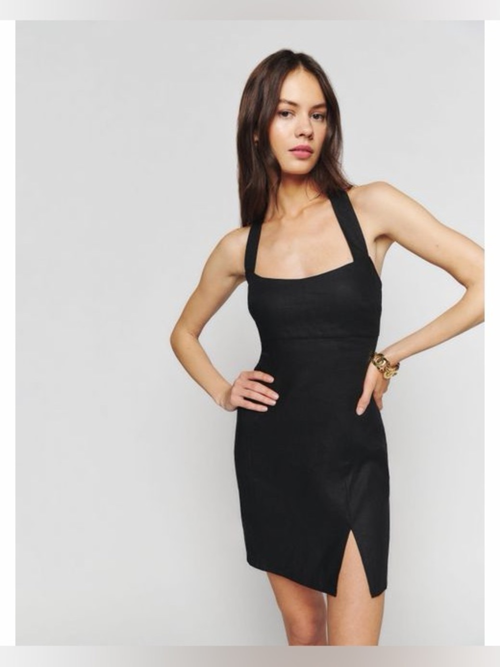 Reformation Isha Linen Halter Dress, Size 12